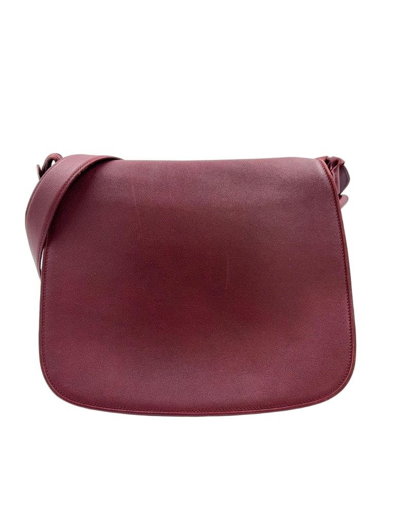 Cartier Must Line Leather Suede Bordeaux Shoulder Bag Gold